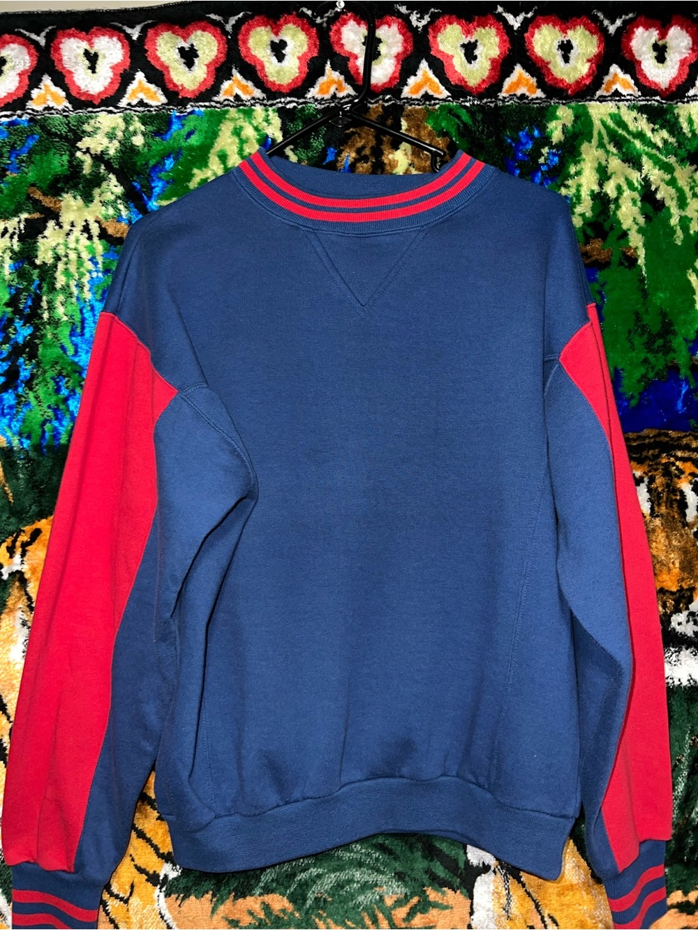 Prospirit Navy Crewneck Sweater with Red Sleeves